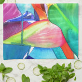 バードオブパラダイスストレリツィア花の熱帯芸術 キッチンタオル (折り畳み)