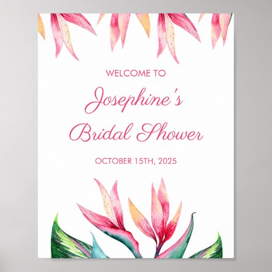 バードオブパラダイストロピカルウォーターブライダルシャワー ポスター (正面)