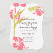 バードオブパラダイストロピカルフラワーウェディング招待 招待状 (正面/裏面)