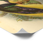 バードオブパラダイスバードグリーンイエローヴィンテージプリント ポスター (角)