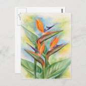 バードオブパラダイスフラワーアート数々の- ポストカード (正面/裏面)