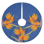 バードオブパラダイスフラワーネイビーブルーツリースカート ブラッシュドポリエステルツリースカート (正面)