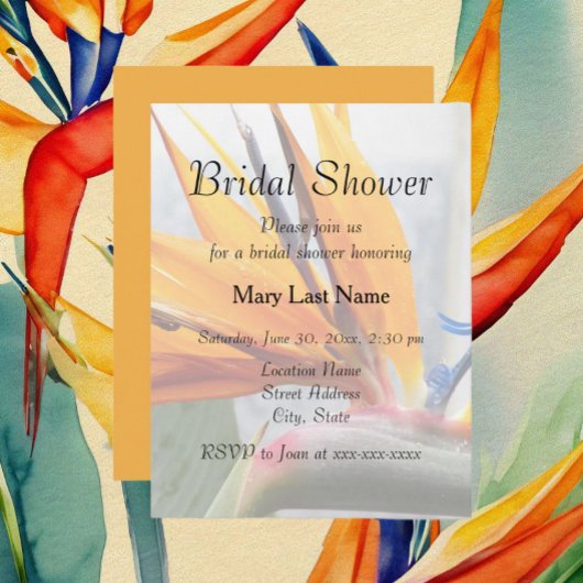 バードオブパラダイスフローラブライダルシャワー 招待状