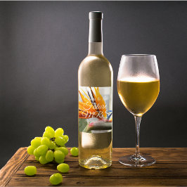 バードオブパラダイスプラントパーソナライズされたブライダルシャワー ワインラベル