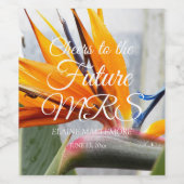 バードオブパラダイスプラントパーソナライズされたブライダルシャワー ワインラベル (シングルラベル)