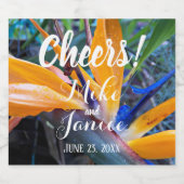 バードオブパラダイスプラント結婚フローラ スパークリングワインラベル (シングルラベル)