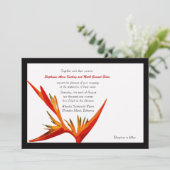 バードオブパラダイスホワイト/ブラックフレーム招待状 招待状 (スタンド正面)