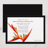 バードオブパラダイスホワイト/ブラックフレーム招待状 招待状 (正面/裏面)