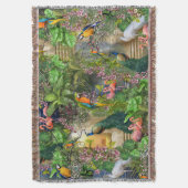 バードオブパラダイスリピートプリントブランケット スローブランケット (正面縦)