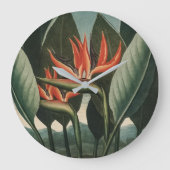 バードオブパラダイスヴィンテージテンプルオブフローラボタニカル ラージ壁時計 (正面)