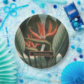 バードオブパラダイスヴィンテージフローラの寺院の名前 ペーパープレート (パーティー)