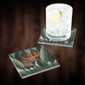 バードオブパラダイスヴィンテージ植物寺フローラ ガラスコースター