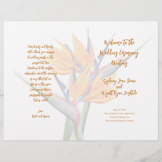 バードオブパラダイス結婚式 プログラムテンプレート (正面)