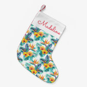 バードオブパラダイス&オーキッドパターン|名前の追加 スモールクリスマスストッキング (正面 (吊り時))