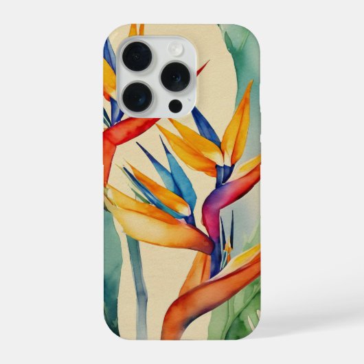バードオブパラダイス トロピカル 水彩 花柄 iPhone iPhoneケース (裏面)