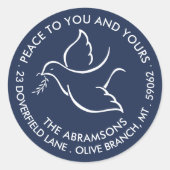 バードオブピースネイビーホワイトホリデー差出人住所 ラウンドシール (正面)