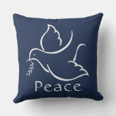 バードオブピースネイビーモダンブルーホワイトドーブホリデー クッション (裏面)