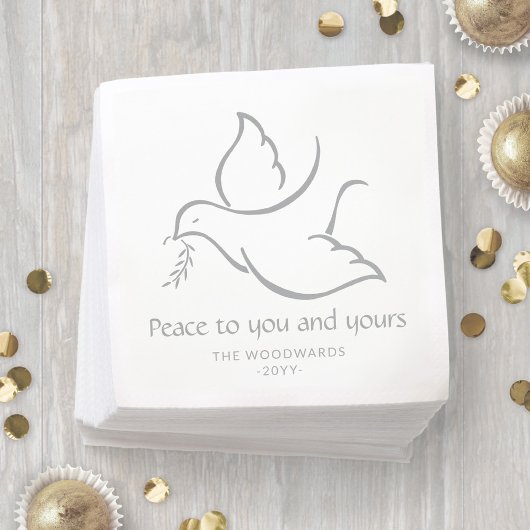 バードオブピースミニマモダンリストドーブホワイトホリデー スタンダードカクテルナプキン