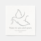 バードオブピースミニマモダンリストドーブホワイトホリデー スタンダードカクテルナプキン (正面)