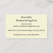 バードオブプレイケストレル野鳥観察バードウォッチングクラブ 名刺 (裏面)
