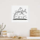 バードオンアブランチスケッチバイレオジェステル ポスター (キッチン)