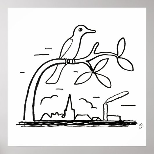 バードオンアブランチスケッチバイレオジェステル ポスター (正面)