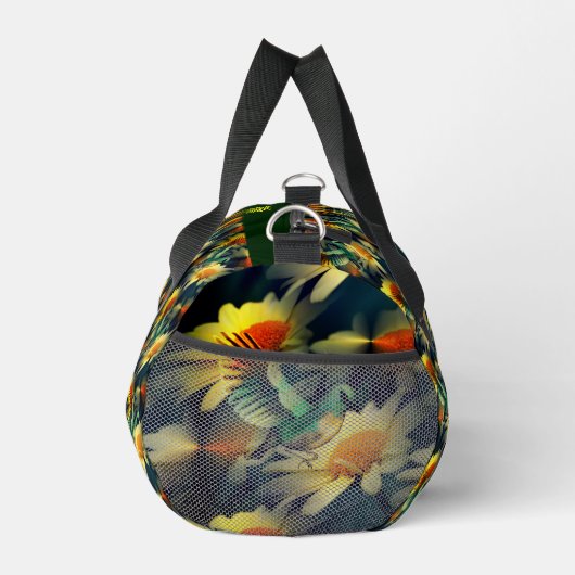 バードオンイエローデイジーファンタジーアートパーソナライズされた ダッフルバッグ (右)