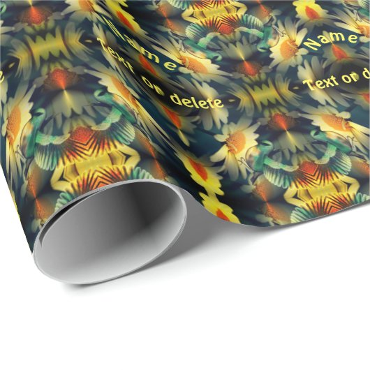 バードオンイエローデイジーファンタジーアートパーソナライズされた ラッピングペーパー (ロールコーナー)