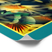 バードオンイエローデイジー抽象芸術ファンタジーアート ポスター (角)