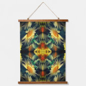 バードオンイエローデイジー抽象芸術ファンタジーアート 吊り下げ型タペストリー (正面)