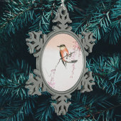 バードオンウィーピングさくらんぼ – シダレザクラにコトリ スノーフレークピューターオーナメント