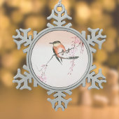 バードオンウィーピングさくらんぼ – シダレザクラにコトリ スノーフレークピューターオーナメント