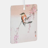 バードオンウィーピングさくらんぼ – シダレザクラにコトリ メタルオーナメント (正面右)