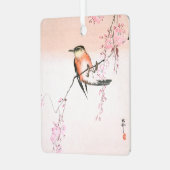 バードオンウィーピングさくらんぼ – シダレザクラにコトリ メタルオーナメント (正面左)