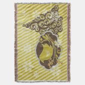 バードオンオリーブストライプホリデースロー スローブランケット (正面縦)