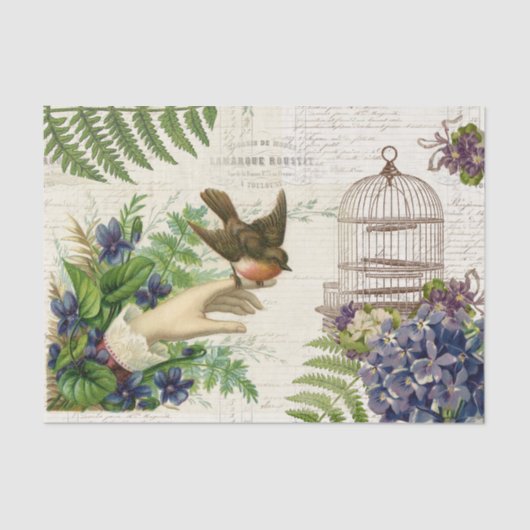 バードオンハンドヴィンテージビオレットティッシュペーパー 薄葉紙 (正面)