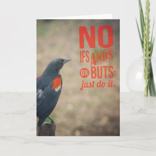 バードオンフェンセポスト勇気付けられる カード (正面)