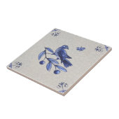 バードオンブランチ付き/バタフライアーリーブルーデルフトレプロ タイル (側面)
