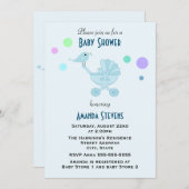 バードオンベビーキャリッジベビーシャワー 招待状 (正面/裏面)