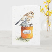 バードオーバーおもしろいザヒル誕生日カード – ピーチジャム カード (黄色い花)