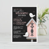 バードカップルダマスクバードハウスカップルシャワー 招待状 (スタンド正面)