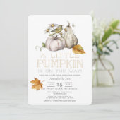 バードカボチャ秋水カラー仮想ベビーシャワー 招待状 (スタンド正面)