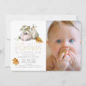 バードカボチャ秋水彩1stバースデーフォト 招待状 (正面)
