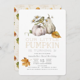 バードカボチャ紅葉水彩誕生日 招待状