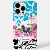 バードカージラブバードピンクアクアダマスクiPhoneケース Case-Mate iPhoneケース (裏面)