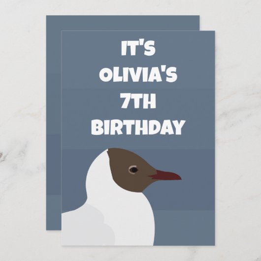 バードガルシーガル子供の誕生日パーティー 招待状 (正面/裏面)