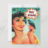 バードガールハッピーバースデー カード (正面)