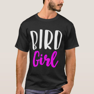バードガール女おもしろい女野鳥観察カワイイ Tシャツ