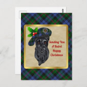 バードクランバッジ&タータンチェッククリスマス ポストカード (正面/裏面)