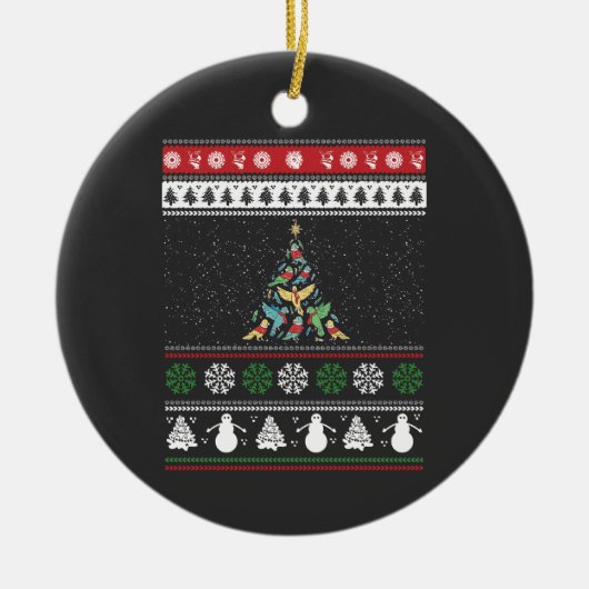 バードクリスマスツリーの鳥の恋人 セラミックオーナメント (正面)